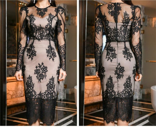 Grace OL 2 Colors Lace Transparent Skinny Two Pieces Dress 6