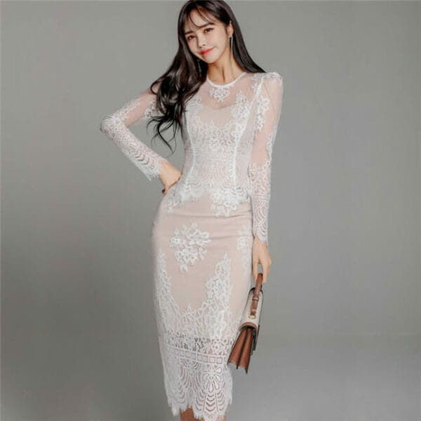 Grace OL 2 Colors Lace Transparent Skinny Two Pieces Dress 3