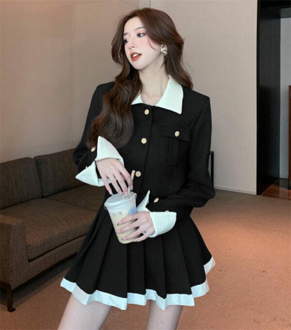 Handsome Fashion 2 Colors Doll Collar Pleated Two Pieces Dress 6