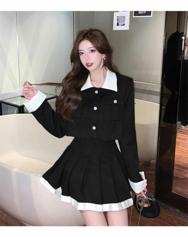 Handsome Fashion 2 Colors Doll Collar Pleated Two Pieces Dress 5