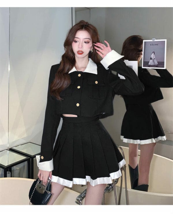 Handsome Fashion 2 Colors Doll Collar Pleated Two Pieces Dress 4