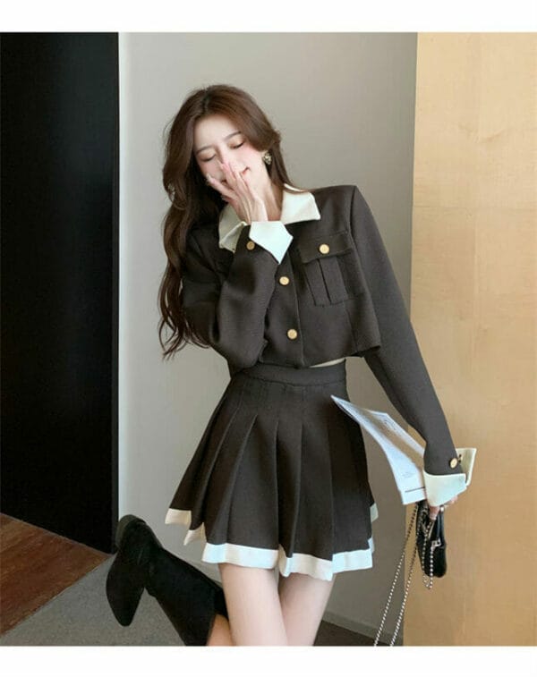 Handsome Fashion 2 Colors Doll Collar Pleated Two Pieces Dress 3