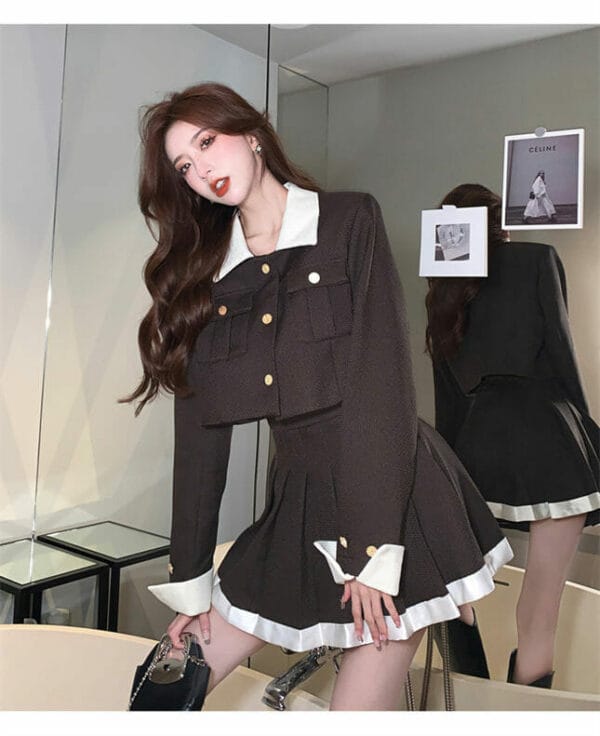 Handsome Fashion 2 Colors Doll Collar Pleated Two Pieces Dress 2