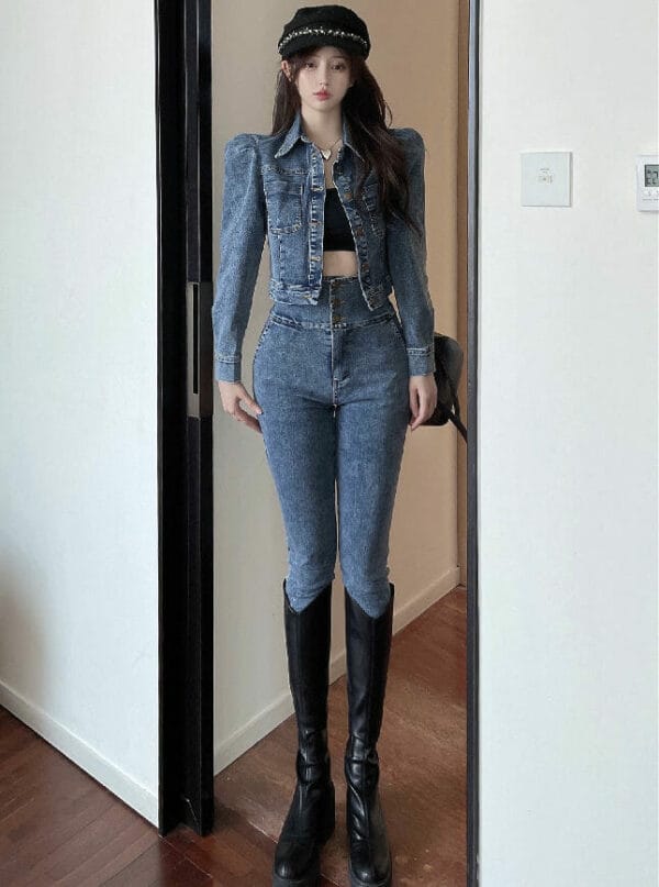 Handsome New 2 Colors High Waist Skinny Denim Long Suits 1