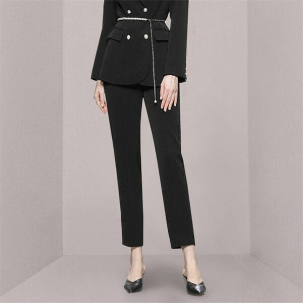 Handsome Women Beads Double-breasted Tailored Collar Long Suits 3