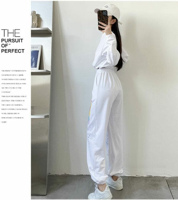 Hip-hop Fashion Loosen Short Tips with Wide-leg Harem Pants 5