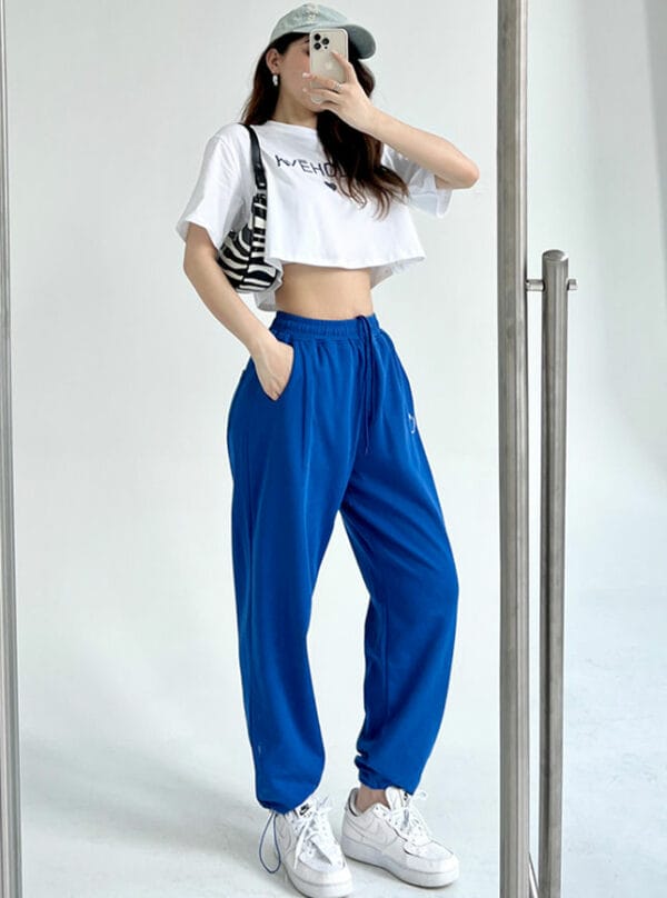 Hip-hop Fashion Loosen T-shirt with Cotton Jogger Pants 4