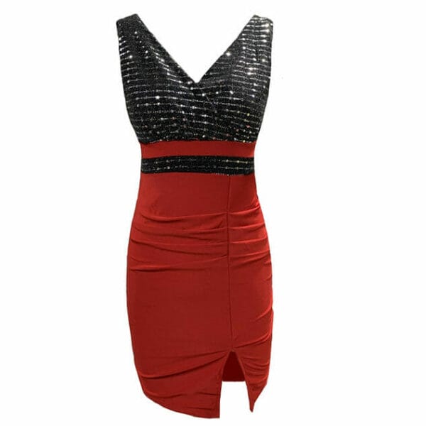 Hot Selling 2 Colors Sequins V-neck Skinny Tank Dress 5