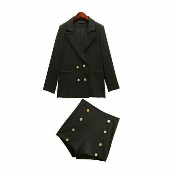 Hot Selling 3 Colors Tailored Collar Double-breasted Short Suits 6