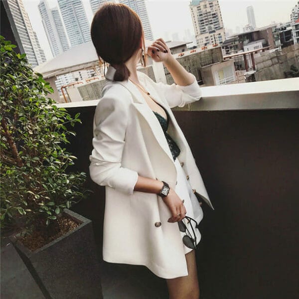 Hot Selling 3 Colors Tailored Collar Double-breasted Short Suits 3