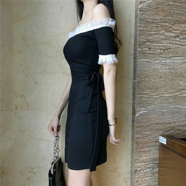 Hot Stylish Boat Neck Short Sleeve Bodycon Dress 4