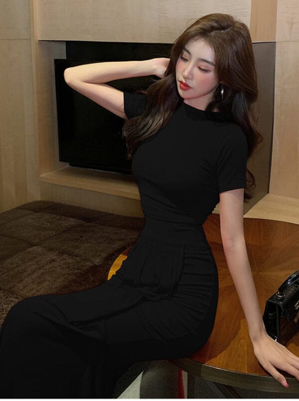 Korea Fashion 4 Colors Skinny T-shirt with Fishtail Long Skirt 6