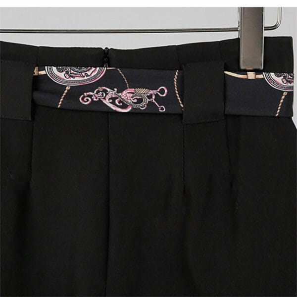 Korea Fashion Heaps Collar T-shirt with Tie Waist Slim Midi Skirt 6