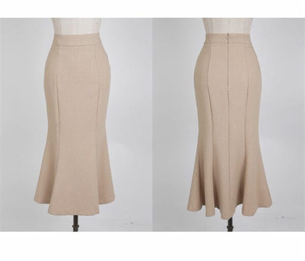 Korea Fashion Zipper Open Cotton Tops with Fishtail Skirt 7