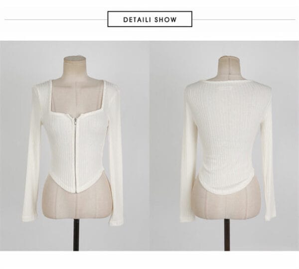 Korea Fashion Zipper Open Cotton Tops with Fishtail Skirt 6