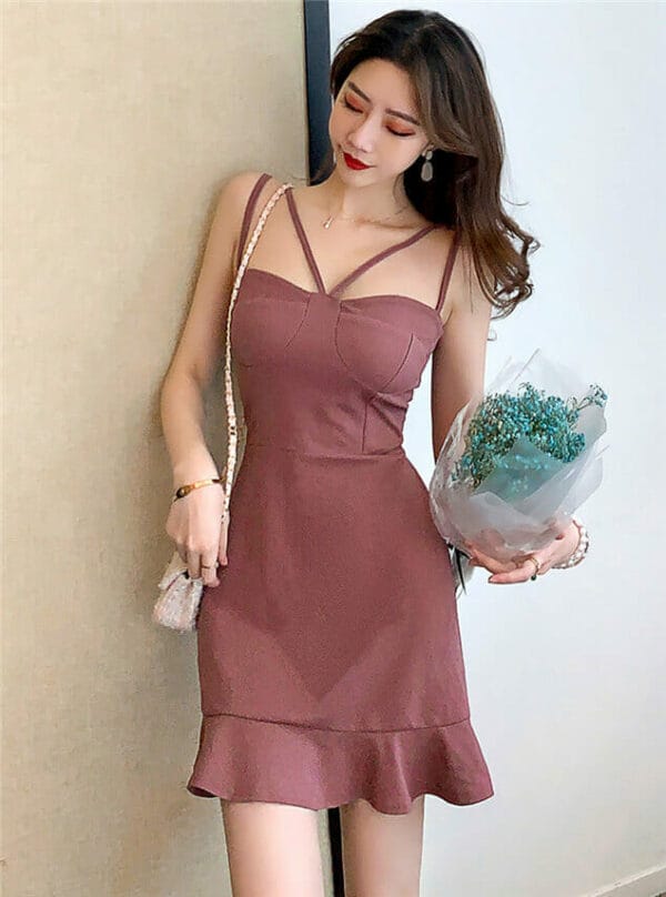 Korea Fishtail Slim Straps Dress 2