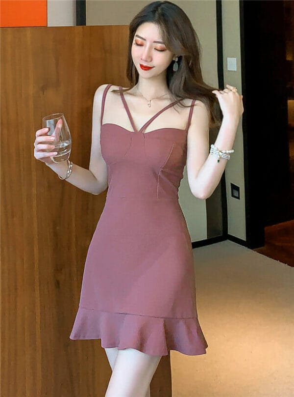 Korea Fishtail Slim Straps Dress 1