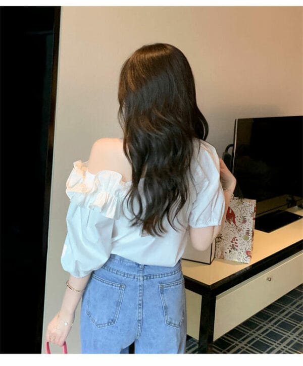 Korea Flouncing Off Shoulder Loosen Blouse 5