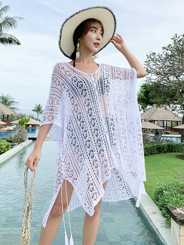 Korea Hollow Out Lace Loosen Bikini Dress 3