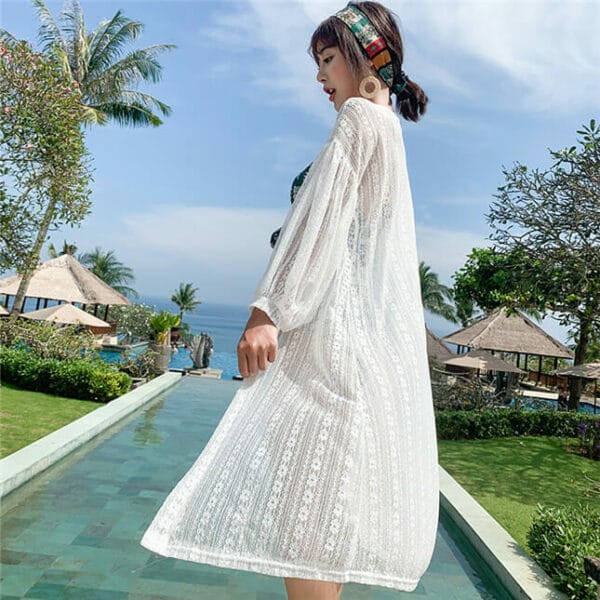 Korea Lace Flowers Loosen Bikini Cover Dress 3