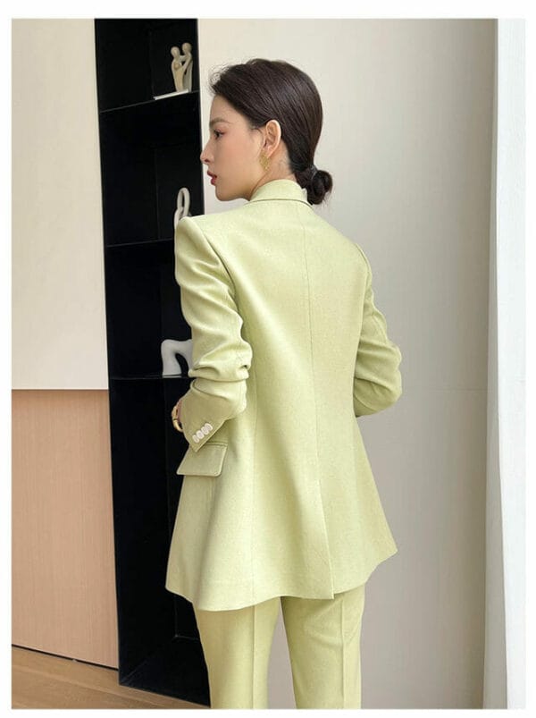 Korea OL Fashion Tailored Collar Double-breasted Long Suits 5