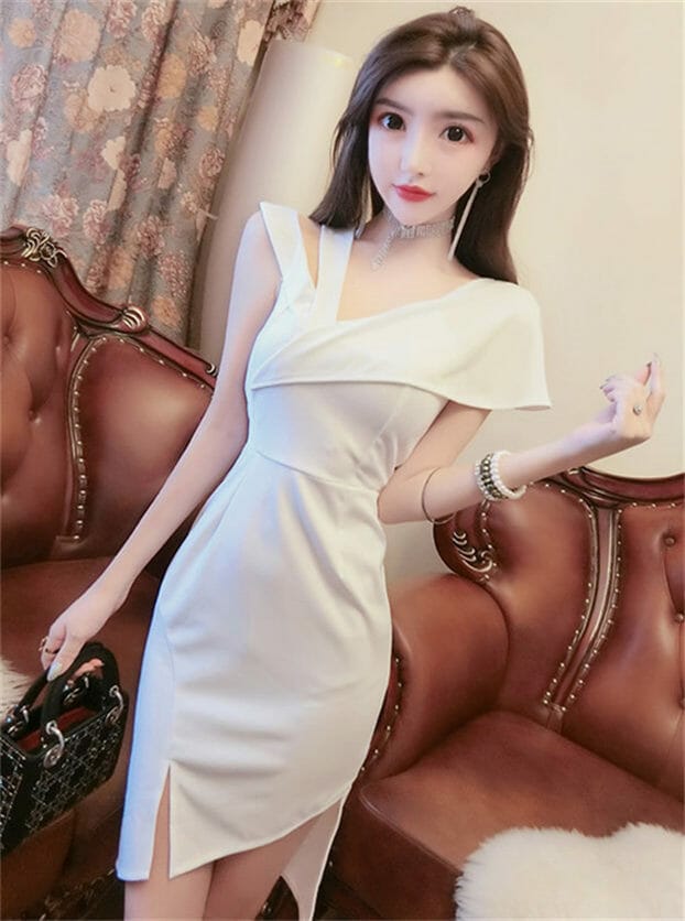 Korea Sexy 2 Colors V Neck Backless Bodycon Split Dress • Seoulinspired 8209