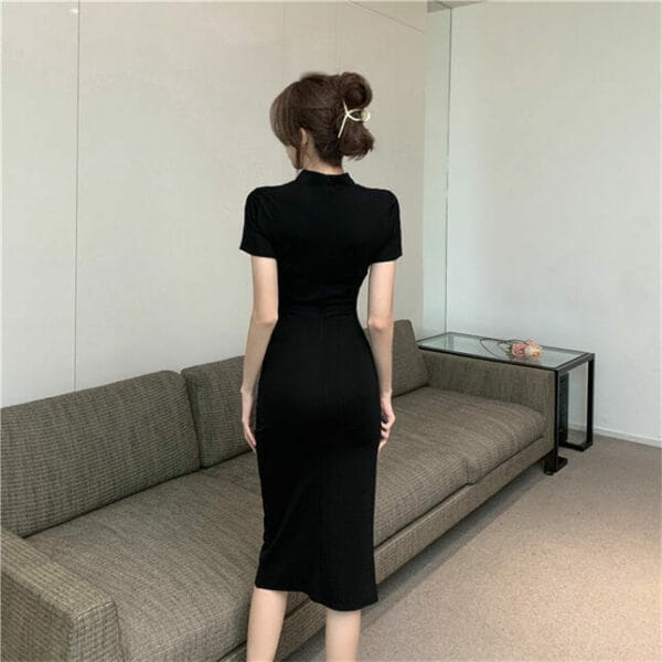 Korea Split Pleated Skinny Cheongsam Dress 5