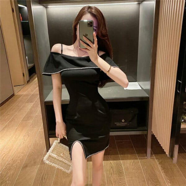 Korea Wraps Boat Neck Bodycon Straps Dress 3