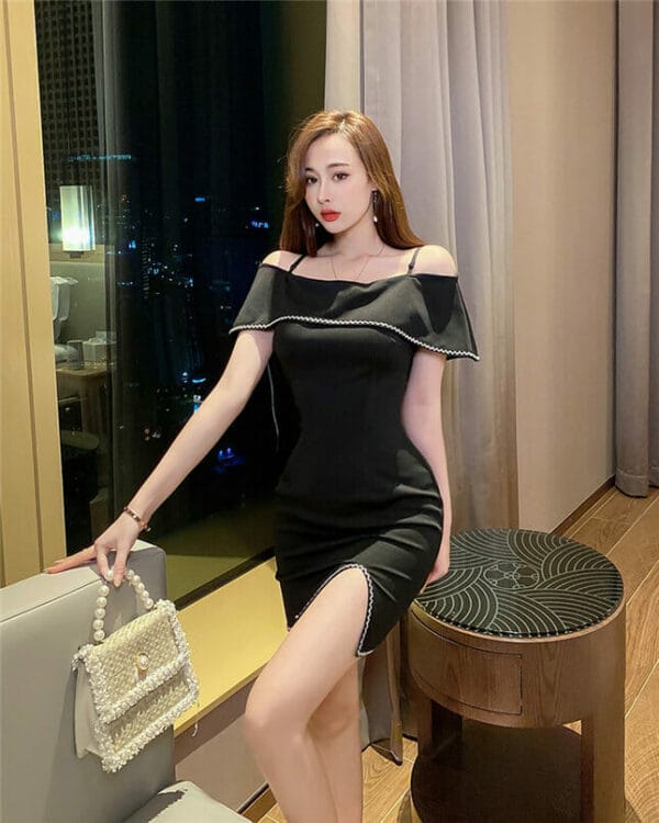 Korea Wraps Boat Neck Bodycon Straps Dress 2