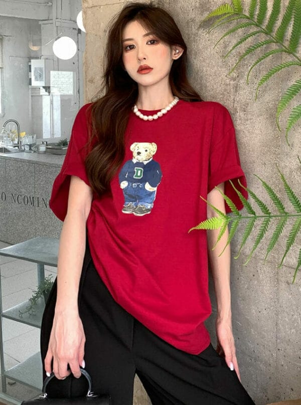 Lovely 3 Colors Bear Printings Loosen T-shirts 1