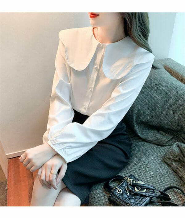 Lovely Doll Collar Puff Sleeve Loosen Blouse 5