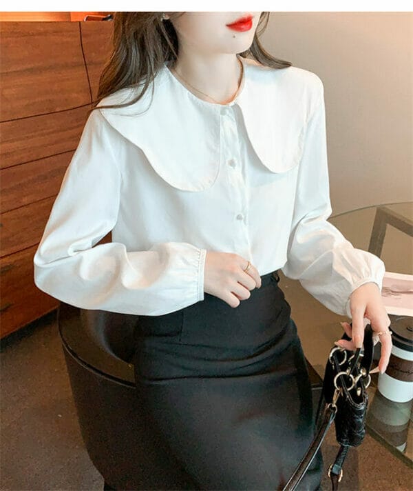 Lovely Doll Collar Puff Sleeve Loosen Blouse 4