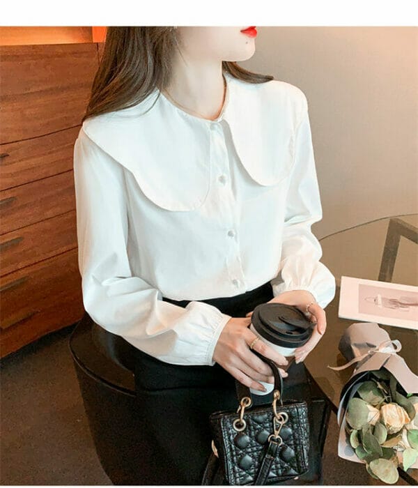 Lovely Doll Collar Puff Sleeve Loosen Blouse 3