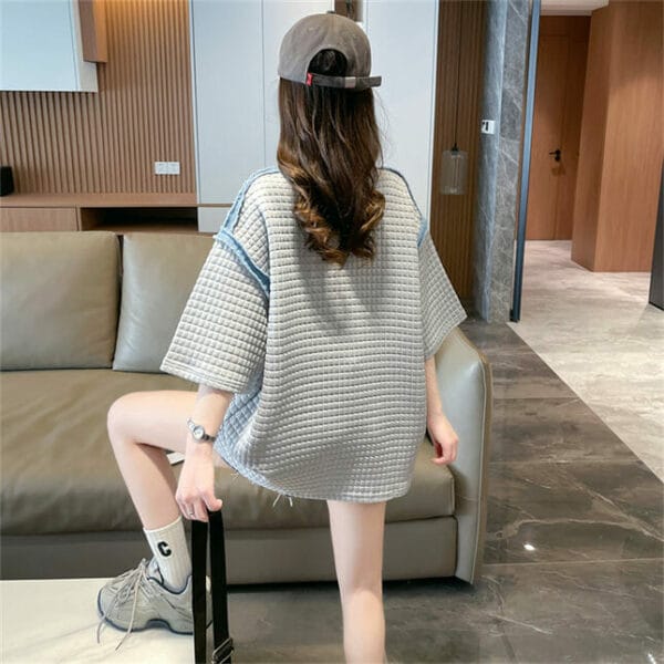 Lovely Fashion 2 Colors Plaids Cartoon Loosen T-shirt 6