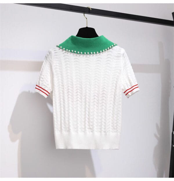 Lovely Fashion Beads Doll Collar Blouse with Short Pants 4