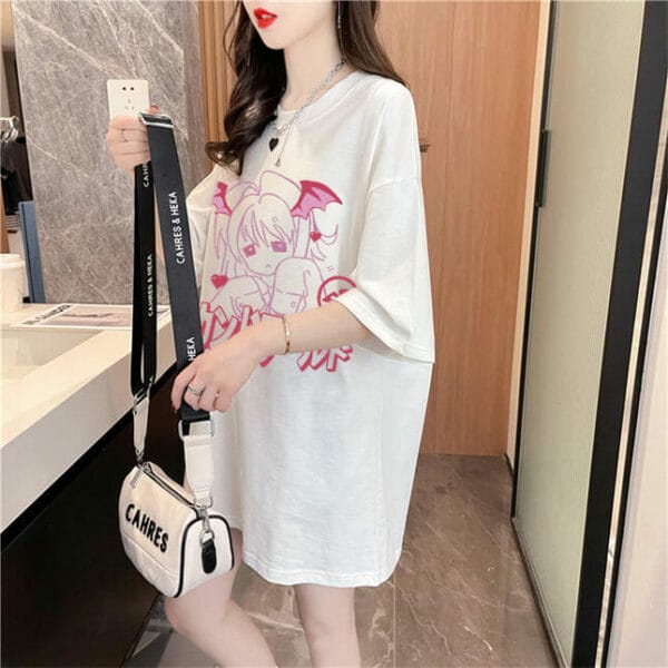 Lovely Fashion Cartoon Printings Round Neck Cotton Tee 4