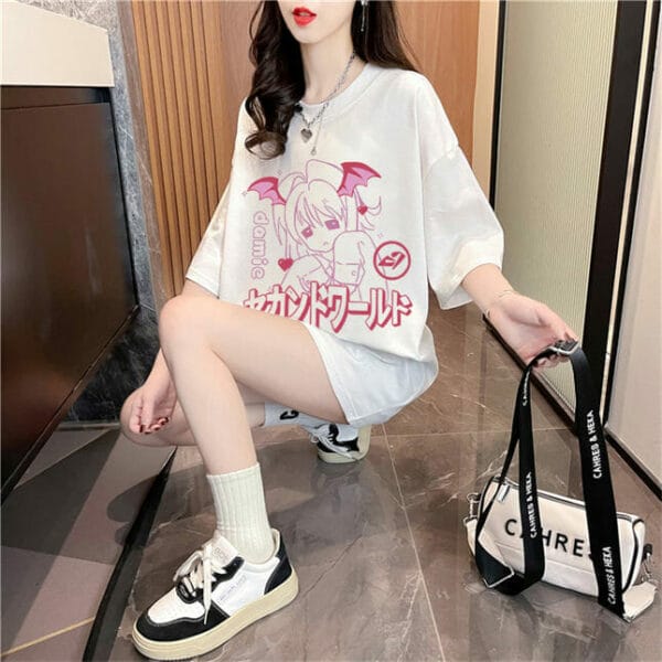 Lovely Fashion Cartoon Printings Round Neck Cotton Tee 3