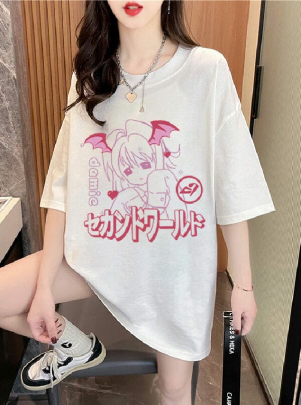 Lovely Fashion Cartoon Printings Round Neck Cotton Tee 1