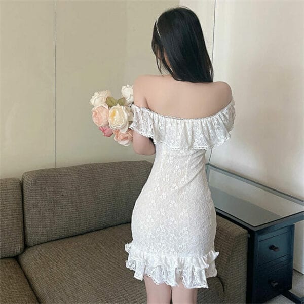 Lovely Fashion Flouncing Boat Neck Lace Fishtail Dress 5