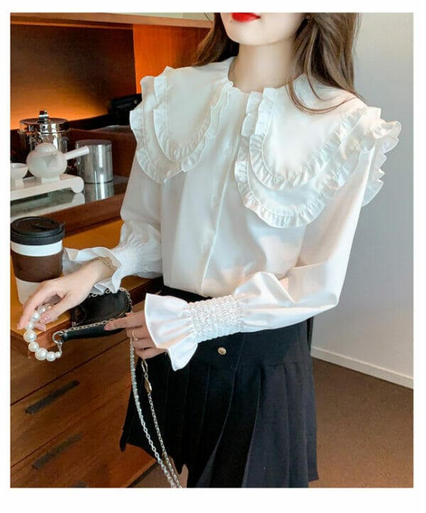 Lovely Fashion Flouncing Doll Collar Puff Sleeve Blouse 3