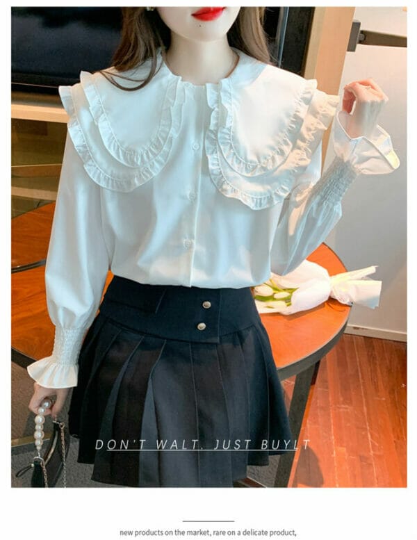 Lovely Fashion Flouncing Doll Collar Puff Sleeve Blouse 2