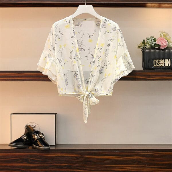 Lovely Fashion Plus Size Flowers Blouse with Straps Dress 4