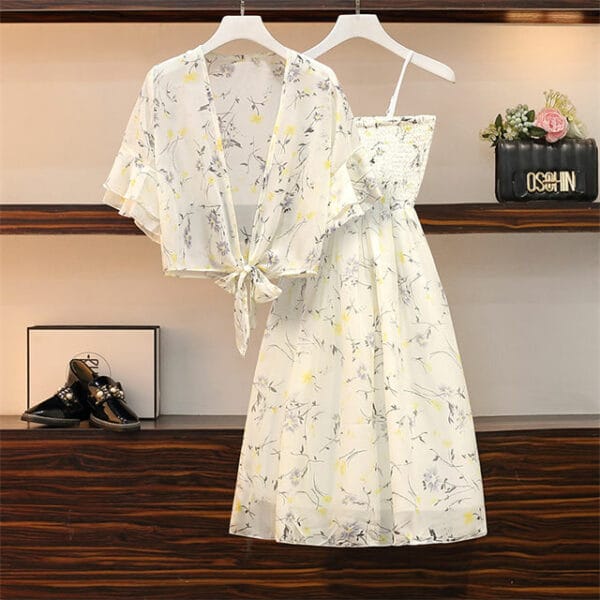 Lovely Fashion Plus Size Flowers Blouse with Straps Dress 3