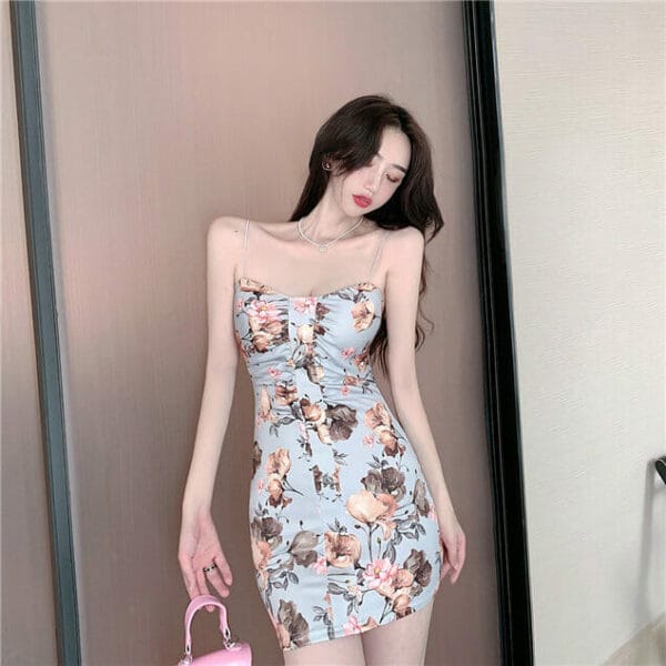 Lovely Flowers Low Bust Straps Dress 2