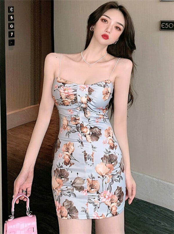 Lovely Flowers Low Bust Straps Dress 1