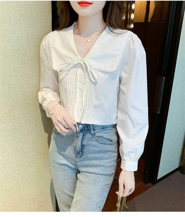 Lovely Girl 2 Colors Doll Collar Puff Sleeve Blouse 4