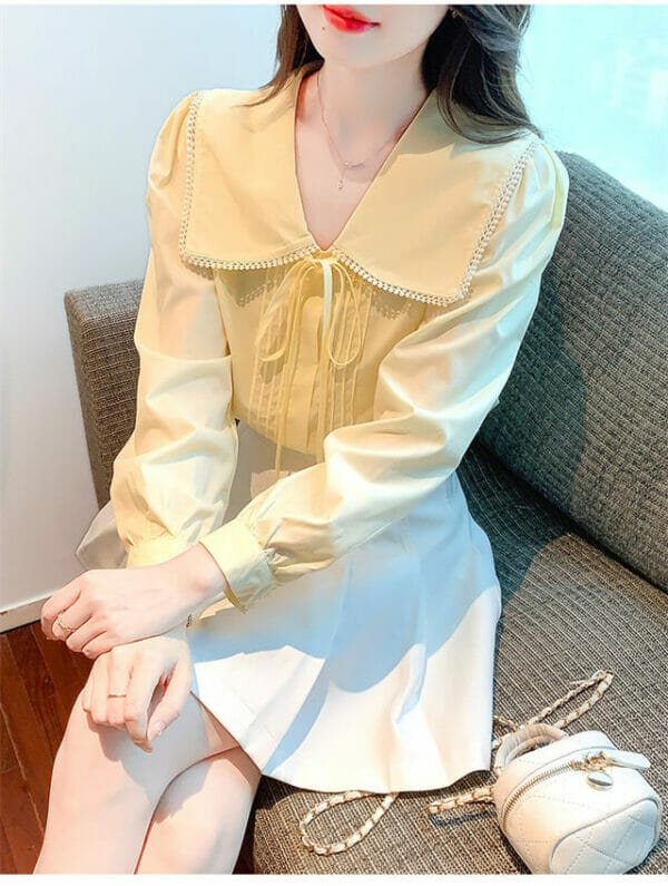 Lovely Girl 2 Colors Doll Collar Puff Sleeve Blouse 3