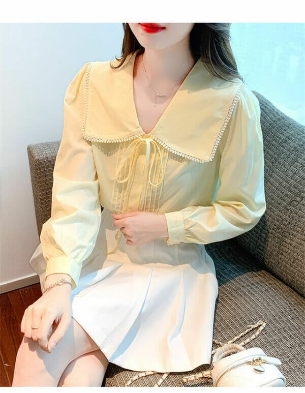 Lovely Girl 2 Colors Doll Collar Puff Sleeve Blouse 2