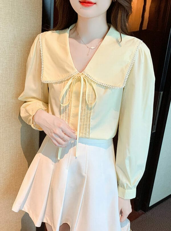 Lovely Girl 2 Colors Doll Collar Puff Sleeve Blouse 1