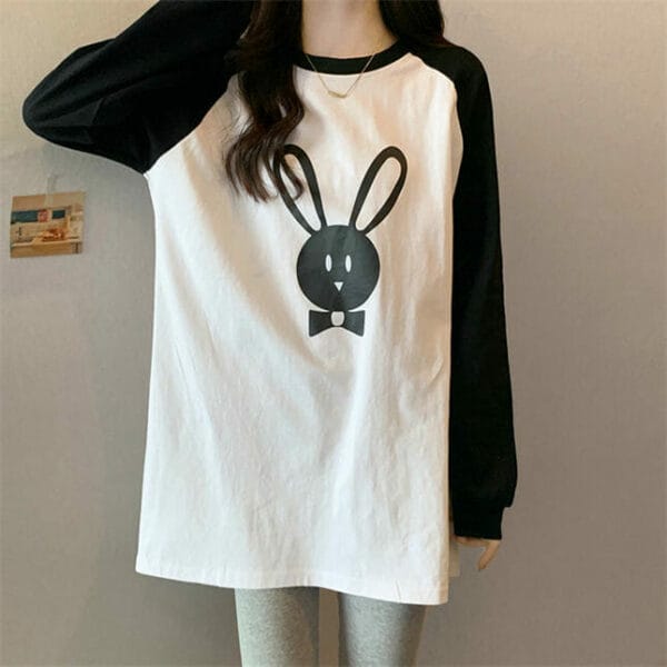 Lovely Girls 2 Colors Rabbit Printings Loosen Cotton T-shirt 6